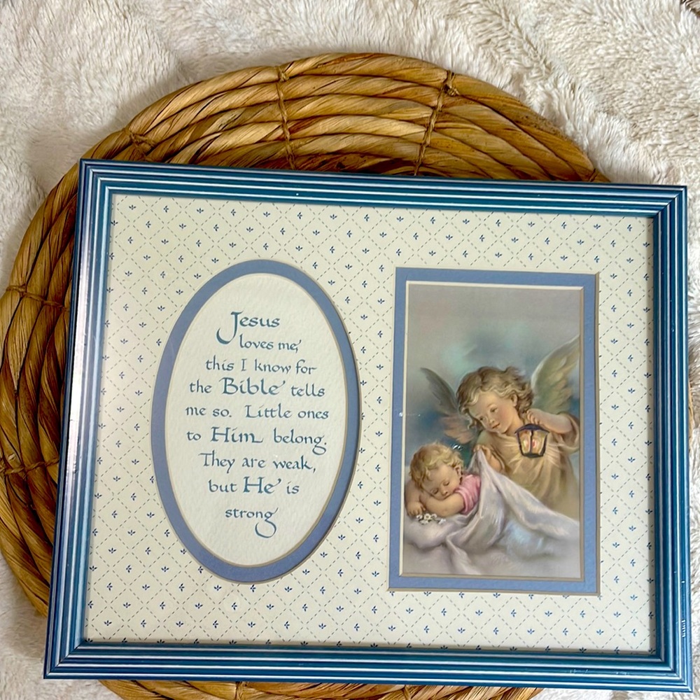 Jesus Loves Me. Guardian Angel Nursery Child's Room Decor